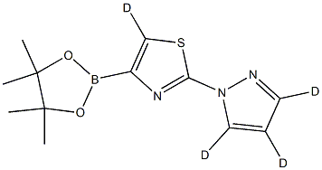 2-(1H-pyrazol-1-yl-d3)-4-(4,4,5,5-tetramethyl-1,3,2-dioxaborolan-2-yl)thiazole-5-d 구조식 이미지