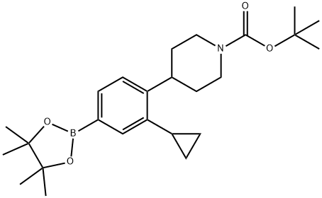 tert-butyl 4-(2-cyclopropyl-4-(4,4,5,5-tetramethyl-1,3,2-dioxaborolan-2-yl)phenyl)piperidine-1-carboxylate Structure