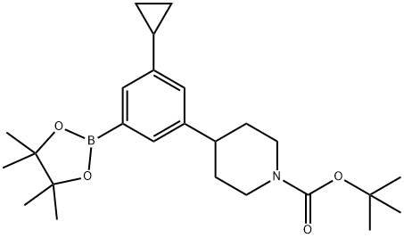 tert-butyl 4-(3-cyclopropyl-5-(4,4,5,5-tetramethyl-1,3,2-dioxaborolan-2-yl)phenyl)piperidine-1-carboxylate Structure