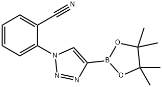 2-(4-(4,4,5,5-tetramethyl-1,3,2-dioxaborolan-2-yl)-1H-1,2,3-triazol-1-yl)benzonitrile 구조식 이미지