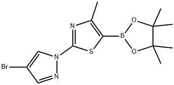 2-(4-bromo-1H-pyrazol-1-yl)-4-methyl-5-(4,4,5,5-tetramethyl-1,3,2-dioxaborolan-2-yl)thiazole 구조식 이미지