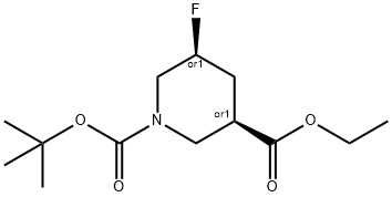 cis-5-Fluoro-piperidine-1,3-dicarboxylic acid 1-tert-butyl ester 3-ethyl ester Structure