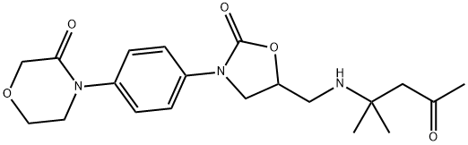 (S)-4-(4-(5-(((2-methyl-4-oxopentan-2-yl)amino)methyl)-2-oxooxazolidin-3-yl)phenyl)morpholin-3-one 구조식 이미지