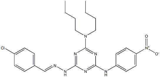 4-chlorobenzaldehyde (4-(dibutylamino)-6-{4-nitroanilino}-1,3,5-triazin-2-yl)hydrazone 구조식 이미지