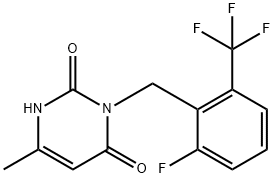 2,4(1H,3H)-Pyrimidinedione, 3-[[2-fluoro-6-(trifluoromethyl)phenyl]methyl]-6-methyl- 구조식 이미지