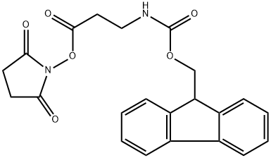 Carbamic acid, [3-[(2,5-dioxo-1-pyrrolidinyl)oxy]-3-oxopropyl]-, 9H-fluoren-9-ylmethyl ester Structure