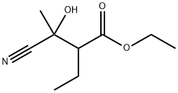 Butanoic acid, 3-cyano-2-ethyl-3-hydroxy-, ethyl ester 구조식 이미지