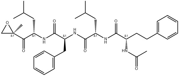 (S)-2-((S)-2-Acetamido-4-phenylbutanamido)-4-methyl-N-((S)-1-(((S)-4-methyl-1-((R)-2-methyloxiran-2-yl)-1-oxopentan-2-yl)amino)-1-oxo-3-phenylpropan-2-yl)pentanamide 구조식 이미지