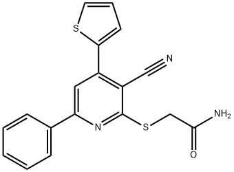 2-{[3-cyano-6-phenyl-4-(2-thienyl)-2-pyridinyl]sulfanyl}acetamide Structure