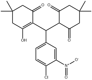 2-[(4-chloro-3-nitrophenyl)(2-hydroxy-4,4-dimethyl-6-oxo-1-cyclohexen-1-yl)methyl]-5,5-dimethyl-1,3-cyclohexanedione 구조식 이미지