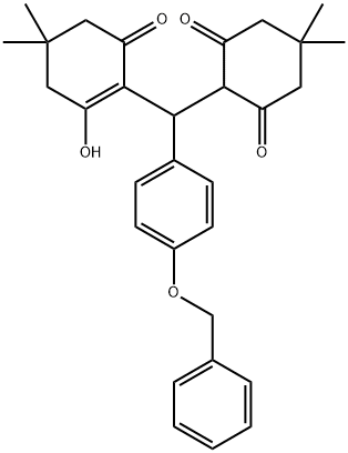 2-[[4-(benzyloxy)phenyl](2-hydroxy-4,4-dimethyl-6-oxo-1-cyclohexen-1-yl)methyl]-5,5-dimethyl-1,3-cyclohexanedione Structure