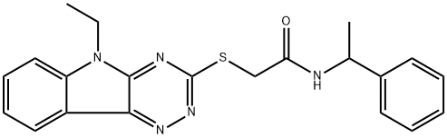 2-[(5-ethyl-5H-[1,2,4]triazino[5,6-b]indol-3-yl)sulfanyl]-N-(1-phenylethyl)acetamide 구조식 이미지