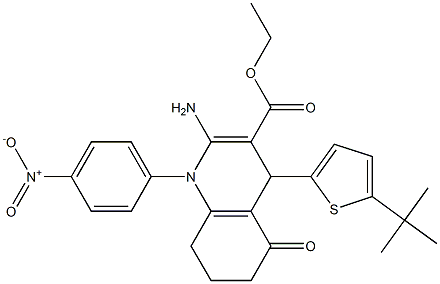 ethyl 2-amino-4-(5-tert-butyl-2-thienyl)-1-{4-nitrophenyl}-5-oxo-1,4,5,6,7,8-hexahydro-3-quinolinecarboxylate 구조식 이미지