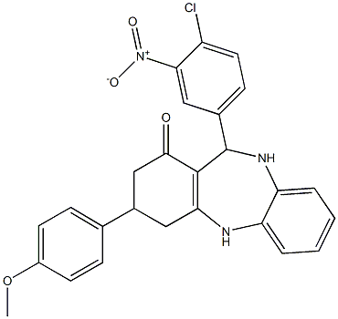 11-{4-chloro-3-nitrophenyl}-3-(4-methoxyphenyl)-2,3,4,5,10,11-hexahydro-1H-dibenzo[b,e][1,4]diazepin-1-one Structure