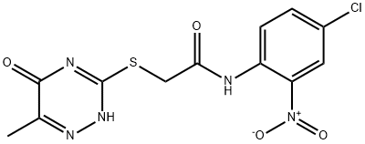 N-{4-chloro-2-nitrophenyl}-2-[(6-methyl-5-oxo-4,5-dihydro-1,2,4-triazin-3-yl)sulfanyl]acetamide 구조식 이미지