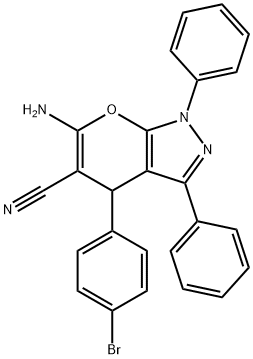 6-amino-4-(4-bromophenyl)-1,3-diphenyl-1,4-dihydropyrano[2,3-c]pyrazole-5-carbonitrile Structure