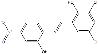 2,4-dichloro-6-{[(2-hydroxy-4-nitrophenyl)imino]methyl}phenol 구조식 이미지