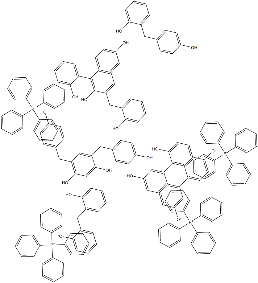 2-[(2-hydroxyphenyl)methyl]phenol bis(4-[(2-hydroxyphenyl)methyl]phenol) 4-[(4-hydroxyphenyl)methyl]phenol tetrakis(tetraphenylphosphanium) 2-[(2-hydroxyphenyl)methyl]benzen-1-olate 4-[(2-hydroxyphenyl)methyl]benzen-1-olate bis(4-[(4-hydroxyphenyl)methyl]benzen-1-olate) Structure