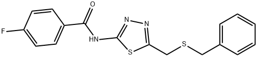 N-{5-[(benzylsulfanyl)methyl]-1,3,4-thiadiazol-2-yl}-4-fluorobenzamide 구조식 이미지