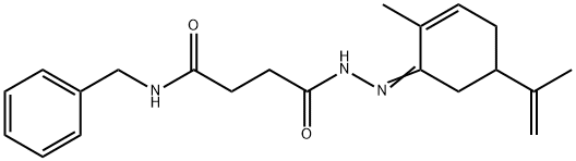 N-benzyl-4-[2-(5-isopropenyl-2-methyl-2-cyclohexen-1-ylidene)hydrazino]-4-oxobutanamide 구조식 이미지