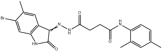 4-[2-(6-bromo-5-methyl-2-oxo-1,2-dihydro-3H-indol-3-ylidene)hydrazino]-N-(2,4-dimethylphenyl)-4-oxobutanamide 구조식 이미지