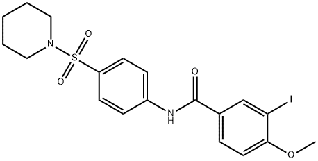 3-iodo-4-methoxy-N-[4-(1-piperidinylsulfonyl)phenyl]benzamide Structure