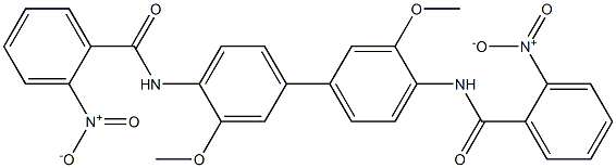 2-nitro-N-[4'-({2-nitrobenzoyl}amino)-3,3'-dimethoxy[1,1'-biphenyl]-4-yl]benzamide 구조식 이미지