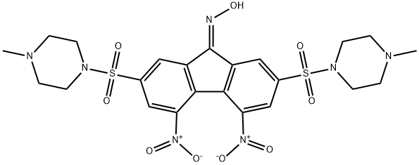 4,5-bisnitro-2,7-bis[(4-methyl-1-piperazinyl)sulfonyl]-9H-fluoren-9-one oxime 구조식 이미지
