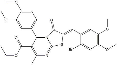 ethyl 2-(2-bromo-4,5-dimethoxybenzylidene)-5-(3,4-dimethoxyphenyl)-7-methyl-3-oxo-2,3-dihydro-5H-[1,3]thiazolo[3,2-a]pyrimidine-6-carboxylate 구조식 이미지