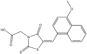 {5-[(4-methoxy-1-naphthyl)methylene]-4-oxo-2-thioxo-1,3-thiazolidin-3-yl}acetic acid 구조식 이미지