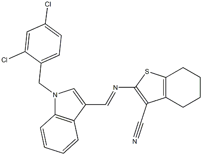 2-({[1-(2,4-dichlorobenzyl)-1H-indol-3-yl]methylene}amino)-4,5,6,7-tetrahydro-1-benzothiophene-3-carbonitrile Structure