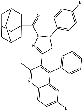 3-[1-(1-adamantylcarbonyl)-5-(4-bromophenyl)-4,5-dihydro-1H-pyrazol-3-yl]-6-bromo-2-methyl-4-phenylquinoline 구조식 이미지