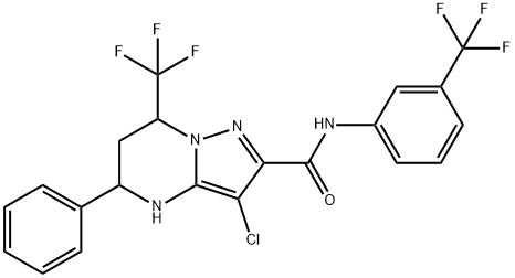 3-chloro-5-phenyl-7-(trifluoromethyl)-N-[3-(trifluoromethyl)phenyl]-4,5,6,7-tetrahydropyrazolo[1,5-a]pyrimidine-2-carboxamide Structure