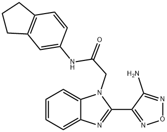 2-[2-(4-amino-1,2,5-oxadiazol-3-yl)-1H-benzimidazol-1-yl]-N-(2,3-dihydro-1H-inden-5-yl)acetamide 구조식 이미지