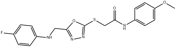 2-[(5-{[(4-fluorophenyl)amino]methyl}-1,3,4-oxadiazol-2-yl)sulfanyl]-N-[4-(methyloxy)phenyl]acetamide Structure