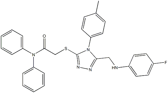 2-{[5-[(4-fluoroanilino)methyl]-4-(4-methylphenyl)-4H-1,2,4-triazol-3-yl]sulfanyl}-N,N-diphenylacetamide Structure