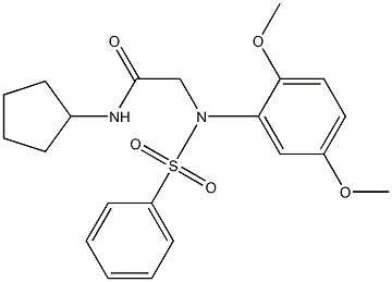 N-cyclopentyl-2-[2,5-dimethoxy(phenylsulfonyl)anilino]acetamide 구조식 이미지