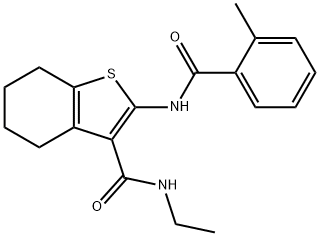 N-ethyl-2-[(2-methylbenzoyl)amino]-4,5,6,7-tetrahydro-1-benzothiophene-3-carboxamide 구조식 이미지