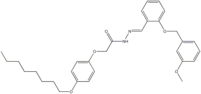 N'-{2-[(3-methoxybenzyl)oxy]benzylidene}-2-[4-(octyloxy)phenoxy]acetohydrazide 구조식 이미지