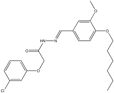 2-(3-chlorophenoxy)-N'-[4-(hexyloxy)-3-methoxybenzylidene]acetohydrazide 구조식 이미지