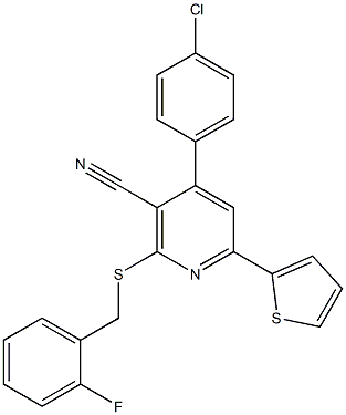 4-(4-chlorophenyl)-2-[(2-fluorobenzyl)sulfanyl]-6-(2-thienyl)nicotinonitrile Structure