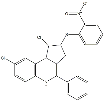 1,8-dichloro-2-({2-nitrophenyl}sulfanyl)-4-phenyl-2,3,3a,4,5,9b-hexahydro-1H-cyclopenta[c]quinoline Structure