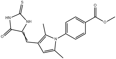 methyl 4-{2,5-dimethyl-3-[(5-oxo-2-thioxoimidazolidin-4-ylidene)methyl]-1H-pyrrol-1-yl}benzoate Structure