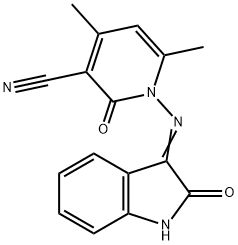 4,6-dimethyl-2-oxo-1-[(2-oxo-1,2-dihydro-3H-indol-3-ylidene)amino]-1,2-dihydro-3-pyridinecarbonitrile Structure