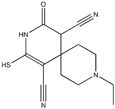 9-ethyl-4-oxo-2-sulfanyl-3,9-diazaspiro[5.5]undec-1-ene-1,5-dicarbonitrile Structure