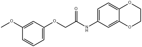 N-(2,3-dihydro-1,4-benzodioxin-6-yl)-2-(3-methoxyphenoxy)acetamide 구조식 이미지