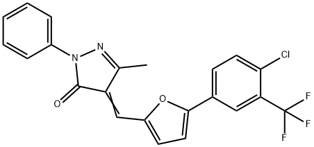 4-({5-[4-chloro-3-(trifluoromethyl)phenyl]-2-furyl}methylene)-5-methyl-2-phenyl-2,4-dihydro-3H-pyrazol-3-one Structure