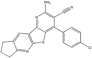 2-amino-4-(4-chlorophenyl)-8,9-dihydro-7H-cyclopenta[b]pyrido[2',3':4,5]thieno[3,2-e]pyridine-3-carbonitrile 구조식 이미지