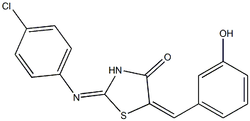 2-[(4-chlorophenyl)imino]-5-(3-hydroxybenzylidene)-1,3-thiazolidin-4-one 구조식 이미지