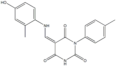 5-[(4-hydroxy-2-methylanilino)methylene]-1-(4-methylphenyl)-2,4,6(1H,3H,5H)-pyrimidinetrione 구조식 이미지